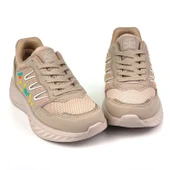 Kadın Bej Fileli Günlük Rahat Sneaker Spor Ayakkabı - 3