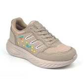 Kadın Bej Fileli Günlük Rahat Sneaker Spor Ayakkabı - 1