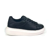 Kadın Siyah Beyaz Simli Rahat Günlük Sneaker Spor Ayakkabı - 2