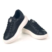 Kadın Siyah Beyaz Simli Rahat Günlük Sneaker Spor Ayakkabı - 4