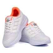 Kadın Beyaz Oranj Fileli Günlük Rahat Sneaker Spor Ayakkabı thumbnail 2