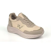 Kadın Bej Hafif Fileli Günlük Rahat Sneaker Spor Ayakkabı thumbnail 3