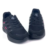 Kadın Siyah Fuşya Fileli Günlük Rahat Sneaker Spor Ayakkabı - 1