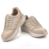 Kadın Bej Fileli Günlük Rahat Sneaker Spor Ayakkabı - 7