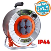 Metal Makaralı Seyyar Kablo Kapaklı 4 Prizli Uzatma Kablosu 3x2.5 mm CCA Kablo 30 Metre - 1