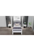 Ninnimo  100x200 Yatak Uyumlu Still Tek Kişilik Beyaz Genç Mdf Karyola - 3