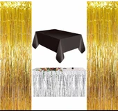 4 PARÇA SİYAH MASA ÖRTÜSÜ, GÜMÜŞ MASA ETEĞİ, 2 ADET GOLD ARKA FON thumbnail 1