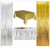 4 PARÇA GOLD MASA ÖRTÜSÜ, GÜMÜŞ MASA ETEĞİ, 1 ADET GÜMÜŞ,1 ADET GOLD ARKA FON thumbnail 1