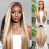 Kumral Beyaz Platin Ombreli ve Röfleli Fiber Sentetik Tül Peruk - 1