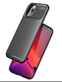 iPhone 12 Pro Uyumlu Kamera Korumalı Darbe Önleyici Carbon Brushed Silikon Kılıf - 3