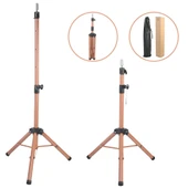 Kuaför Eğitim Mankeni İçin Metal Tripod / Sütlü Kahve + Taşıma Çantası - 1