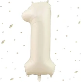 1 YAŞ BEJ RENK FOLYO BALON, 1 ADET PEMBE, 1 ADET BEJ YILDIZ FOLYO BALON - 2