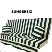 Mandaş Süngersiz 3 Kişilik Salıncak Minder Seti (Pamuklu Kumaş)-Yeşil Krem - 1