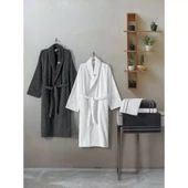 Cotton box Masculıne Carlos  Aile Bornoz Seti Carlos Beyaz - antrasit - 1