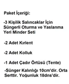 Mandaş Süngerli 3 Kişilik Salıncak Minder Seti (Pamuklu Kumaş)-Yeşil Krem - 5