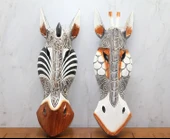 Ahşap Duvara Asmalı Maske Zebra - 1