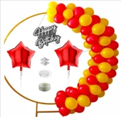 TARAFTAR SARI, KIRMIZI 60 ADET BALON 2 ADET YILDIZ FOLYO BALON SETİ thumbnail 1