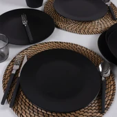 Keramika Mat Siyah Ege Servis Tabağı 25 Cm 6 Adet - 1