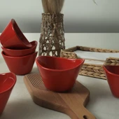 Keramika Tigela Kırmızı Çerezlik 11 Cm 6 Adet - 1