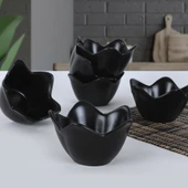 Keramika Mat Siyah Zambak Çerezlik 12 Cm 6 Adet - 1