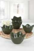 Keramika Koyu Yeşil Zambak Çerezlik 12 Cm 6 Adet thumbnail 1