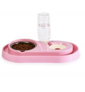 Miapet Çelik Taslı Hazneli Kedi-Köpek Mama Ve Su Kabı Seti 500ml Pembe - 1