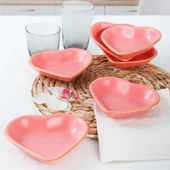 Keramika Mat Pembe Gold Kalp Çerezlik 14 Cm 6 Adet - 974 - 4
