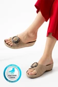 Albishoes Sahra Kadın Tokalı Yumuşak Hafif Rahat Taban Günlük Dışarı Ev Terlik Anatomik Kadın Terlik - 1