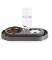 Miapet Çelik Taslı Hazneli Kedi-Köpek Mama Ve Su Kabı Seti 1000Ml Gri - 1