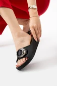 Albishoes Sahra Kadın Tokalı Yumuşak Hafif Rahat Taban Günlük Dışarı Ev Terlik Anatomik Kadın Terlik - 2