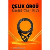 Çelik Örgü Kablo Kilit 12mm 120 cm Bisiklet Kilidi Motosiklet Kilidi Eşya Garaj Kilidi - 1