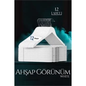 Beyaz Ahşap Görünüm 12'li Askı Seti - 1