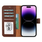 Apple iPhone 15 Plus Uyumlu Deri Cüzdanlı Kılıf MWWN G2 Kahve - 2
