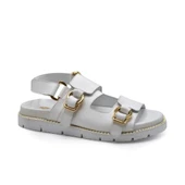 VENÜS 25440013Y GOLD KEMER DETAYLI DERİ KADIN SANDALET thumbnail 11