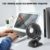 Robeve Masaüstü Şarjlı Klipsli 360 Derece Dönebilen Portatif Vantilatör - Soğutucu Klima Tutacaklı Fan - Asorti Renk - 2