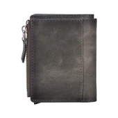 Deri Cüzdan Ve Kartlık, Mekanizmalı, 10 Adet Kart Bölmeli, Efektli Gri - 2