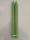 qosrix 2'li Açık Yeşil Şamdan Soya Mumu 1. Kalite Soya Doğal Vanilya Kokulu Uzun Çubuk Konik Mum Dekoratif thumbnail 6