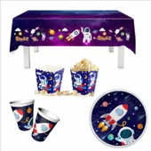 Uzay Temalı Tabak Bardak Masa örtüsü Ve Mısır Kutusu thumbnail 1
