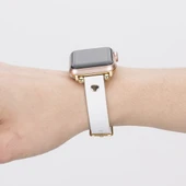 Apple Watch Uyumlu Deri Kordon 38-40-41mm FRG F3 Beyaz - 3