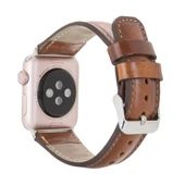 Apple Watch Uyumlu Deri Kordon 42-44-45mm RST2EF Taba - 2