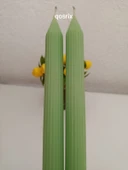 qosrix 2'li Açık Yeşil Şamdan Soya Mumu 1. Kalite Soya Doğal Vanilya Kokulu Uzun Çubuk Konik Mum Dekoratif thumbnail 1