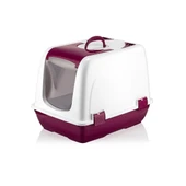Mikopet Kapalı Küçük Kedi Tuvaleti Bordo - 1