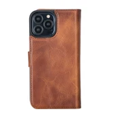 Apple iPhone 13 Pro Max Uyumlu Deri Cüzdanlı Kılıf Antik Taba - 3
