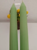 qosrix 2'li Açık Yeşil Şamdan Soya Mumu 1. Kalite Soya Doğal Vanilya Kokulu Uzun Çubuk Konik Mum Dekoratif thumbnail 3