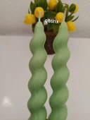 qosrix 2'li Açık Yeşil Italyan Burgulu Şamdan Soya Mumu Doğal Kokulu Uzun Çubuk Konik Burgu Spiral Mum Dekoratif thumbnail 1