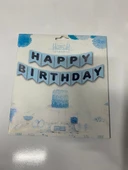 MAVİ -GÜMÜŞ HAPPY BIRTHDAY BANNER - 2