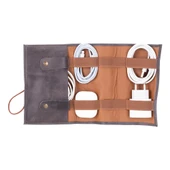 Deri Kablo Aksesuar Taşıma Çantası Antik Gri - 1