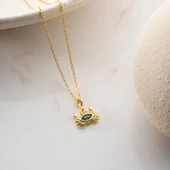 Vaoov 925 Ayar Yeşil Taşlı Yengeç Kolye thumbnail 3