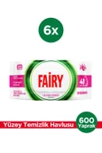 Fairy Çok Amaçlı Yüzey Temizlik Havlusu 100 Yaprak 6 Adet | Lilyum Çiçeği | Beyaz Sirke Karbonat - 1