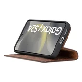 Samsung Galaxy S24 Uyumlu, Deri Cüzdanlı Kılıf, Antik Kahve - 4